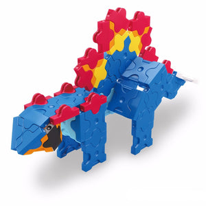 Front view featured in the LaQ dinosaur world mini stegosaurus set
