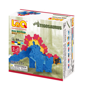 Package back side featured in the LaQ dinosaur world mini stegosaurus set
