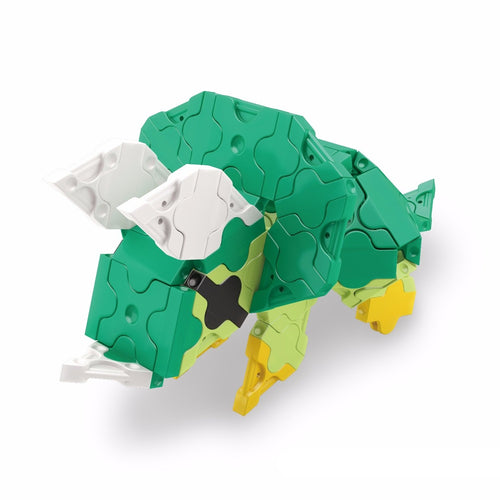 Front view featured in the LaQ dinosaur world mini triceratops set