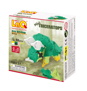 Package front view featured in the LaQ dinosaur world mini triceratops set