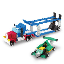 Load image into Gallery viewer, Car carrier truck and car featured in the LaQ hamacron constructor express set