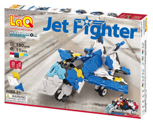 Package front view featured in the LaQ hamacron constructor jet fighter set