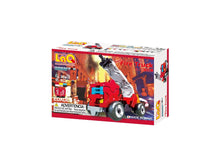 Load image into Gallery viewer, Package back view featured in the LaQ hamacron constructor mini fire truck set