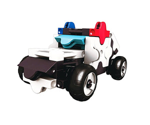 Car patrolling featured in the LaQ hamacron constructor mini police car set