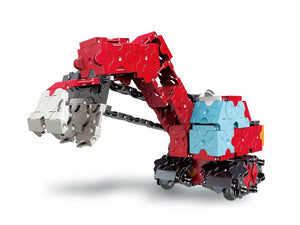 Front view featured in the LaQ hamacron constructor power shovel set