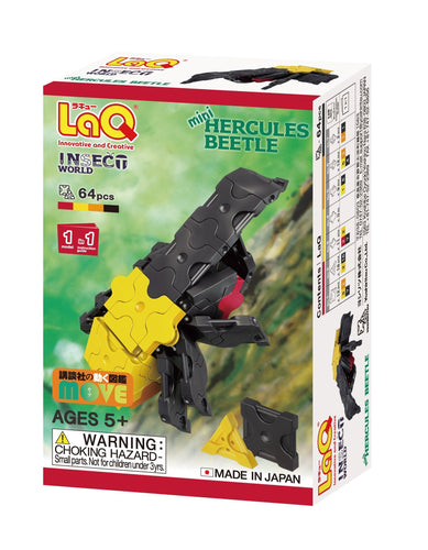 Package front view featured in the LaQ insect world mini hercules beetle set