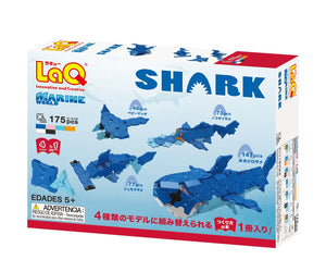 Package back view featured in the LaQ marine world shark set