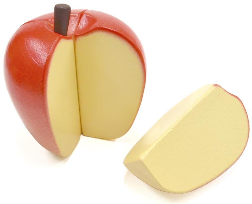 Apple cut into section featured in the woody puddy set