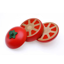 Load image into Gallery viewer, Tomato sliced into 3 parts featured in the woody puddy set